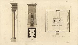 Images Dated 2nd December 2019: Plan, tomb and column from the Temple of Bel, Palmyra, Syria