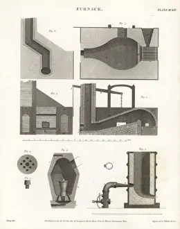 Plans and elevations for a furnace, early 19th century