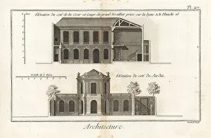 Cross Section Prints: Plans for a private house designed by François II Franque