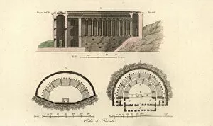 Triangular Gallery: Plans and section of the Odeon of Pericles, Athens, Greece