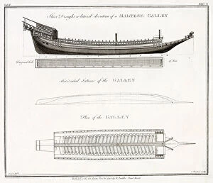Sections Collection: Plans and sections of a Maltese Galley. Date: late 17th century