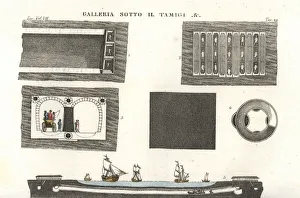 Horse Drawn Gallery: Plans for a tunnel under the River Thames, 18th century