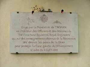 Plaque to 3rd Parachute Squadron RE, Troarn, Normandy