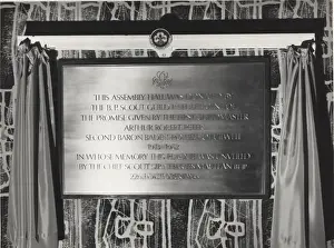 Donated Prints: Plaque in Assembly Hall, Baden Powell House, London