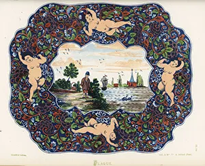 Nymphs Gallery: Plaque from Delft, Netherlands, 18th century