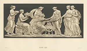 Ceramics Prints: Plaque depicting an offering to Flora
