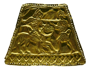 Plaque with Scythian Warriors. Gold repousse, 14x19 Plaque with Scythian Warriors. Gold repousse, 14x19