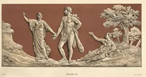 Ceramics Prints: Plaque showing the choice of Hercules between