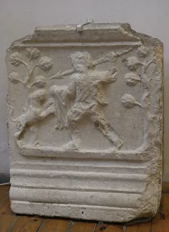 Bearing Prints: Plate bearing a scene of a man fighting a panther