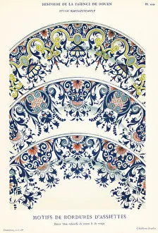 Crockery Prints: Plate border motifs in festoon style, Rouen