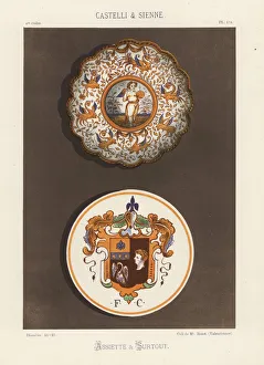Enamel Gallery: Plate and centerpiece from Castelli and Sienna