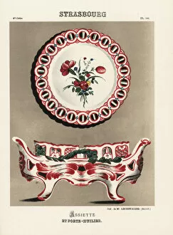 Faience Gallery: Plate and cruet set or porte-huilier