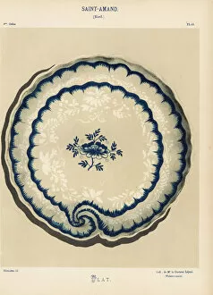 Faience Gallery: Plate decorated with foliage from Saint-Amand