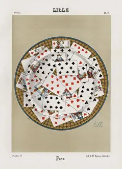 Plate decorated with playing cards from Lille
