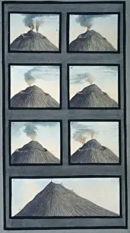 Seven Prints: Plate II: Seven views of Vesuvius