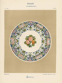 Faience Gallery: Plate from Marans, France, with botanical
