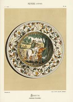 Histoire Collection: Plate from Nevers, France, decorated with