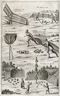 Images Dated 30th August 2012: Plate showing hunters and various ways to trap birds
