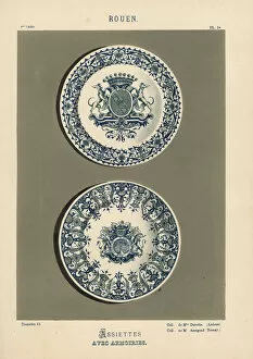 Plates with coats of arms from Rouen, France
