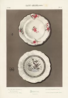 Plates decorated with floral motifs from Saint-Amand, France