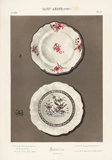 Faience Gallery: Plates decorated with floral motifs from Saint-Amand, France