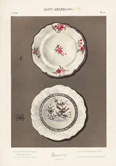 Paquot Prints: Plates decorated with floral motifs from Saint-Amand, France