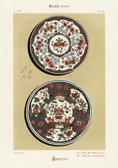 Plates from Milan, Italy, decorated with enamel