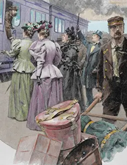 Traveler Prints: Platform at a railway station. Late 19th century