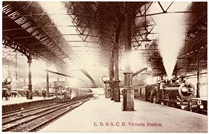 Platforms and trains at Victoria Station, London