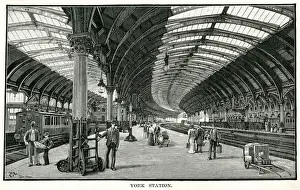 Platforms at York railway station, Yorkshire, England