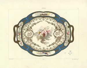 Platter with Madame du Barrys figure, painted by Asselin