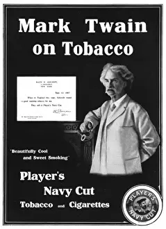 Smoker Prints: Players cigarettes advertisement featuring Mark Twain