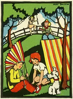 Wood Land Prints: Playing at Indians by May Smith