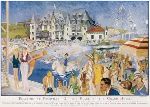 Plage Prints: Playtime at Pourville: On the Plage of the Grand Hotel by Ho