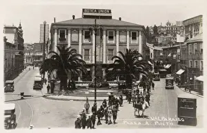 Tramlines Prints: Plaza Anibal Pinto, Valparaiso, Chile, South America