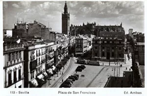Sunblind Collection: Plaza de San Francisco and Giralda belltower, Seville, Spain