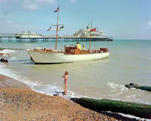 Pleasure boat and p[ier, Eastbourne