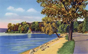 Geneva Prints: Pleasure Drive at Button's Bay, Lake Geneva, Wisconsin, USA Date: 1936