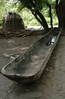 Recreation Prints: Plimoth Plantation or Historical Museum. Canoe. Plymouth. Ma