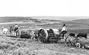Manure Prints: Plowing and spreading manure Nebraska USA early 1900s