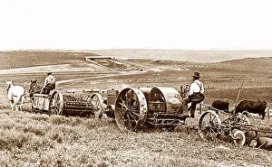 Plowing and spreading manure Nebraska USA early 1900s