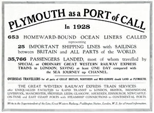 Images Dated 1st October 2019: Plymouth as a Port of Call in 1928