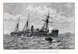 P&O Steamship Nepaul - The Nepaul shown aground on the Shagstone, although she went P&O Steamship Nepaul - The Nepaul shown aground on the Shagstone, although she went