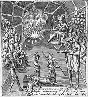1607 Prints: Pocahontas saves Captain John Smith