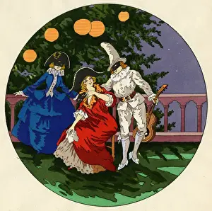 Masked Prints: Pochoir print - Fancy Dress Party Masked Ball