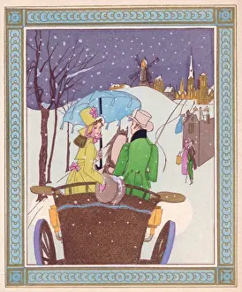 Pochoir technique - Stylish Art Deco Greetings Card