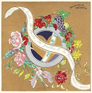 Pochoir technique - Stylish Art Deco Greetings Card