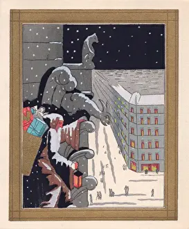 Pochoir technique - Stylish Art Deco Greetings Card