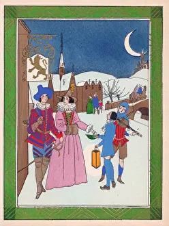Pochoir technique - Stylish Art Deco Greetings Card