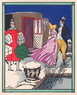 Pochoir technique - Stylish Art Deco Greetings Card